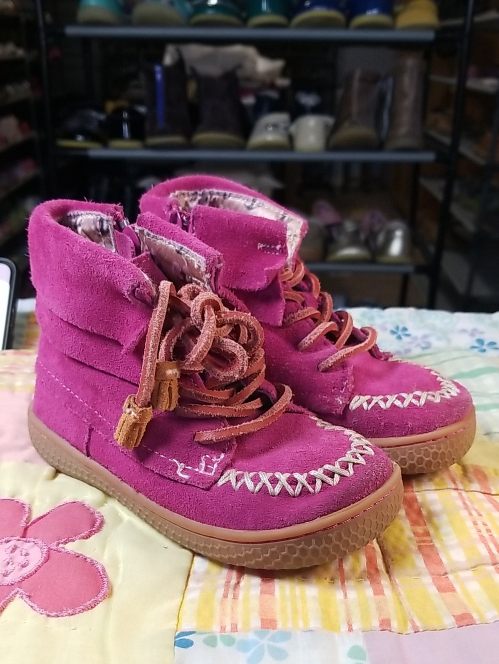 Livie & Luca Girls Fuchsia Suede High-Top Boots Size 8